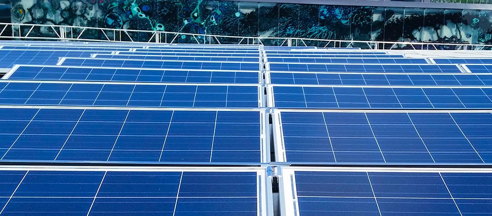Solar panels on the roof of hospital