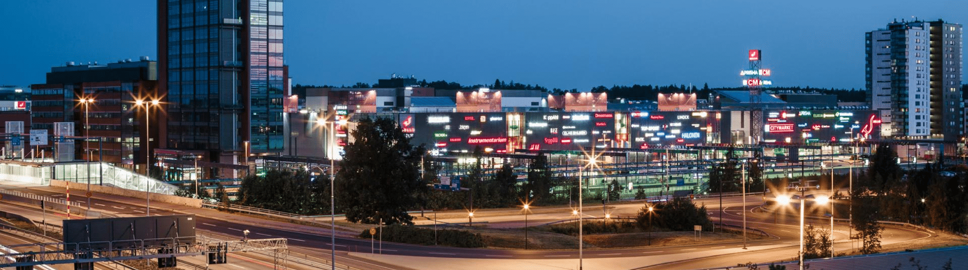 Front view of shopping center