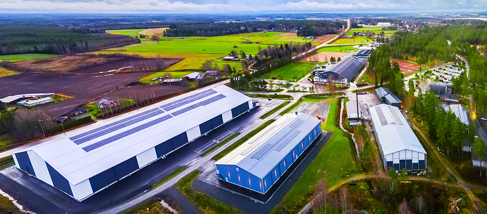 Aerial view of solar panels