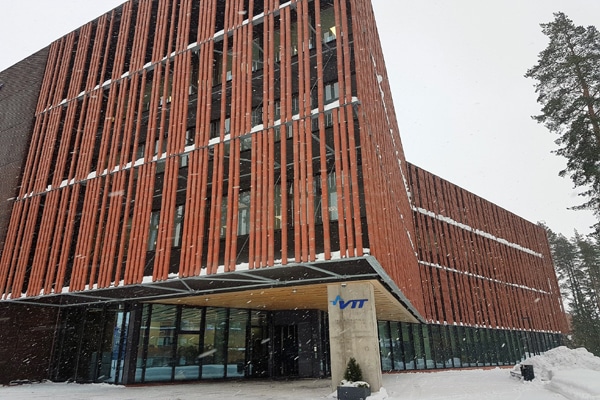 Front view of modern business building